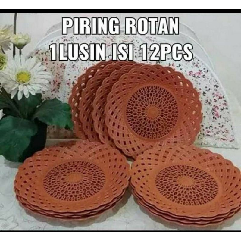 Piring rotan plastik diameter 25cm