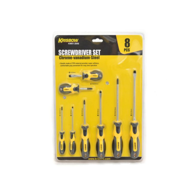Set Obeng Krisbow Plus Dan Minus 8 Pcs