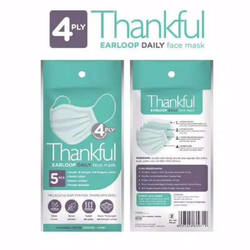 Masker Thankful Earloop Sachet isi 5