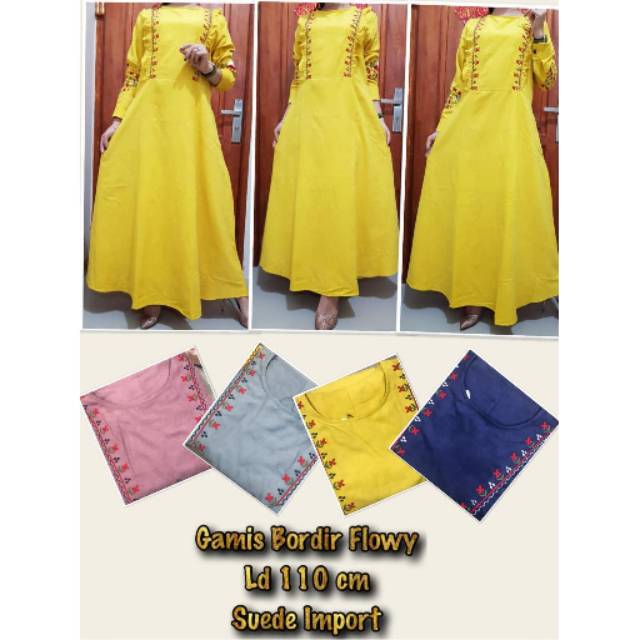 Gamis  Suede Bordur Flory