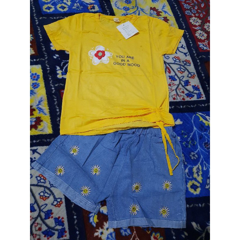 setelan hotpant anak import