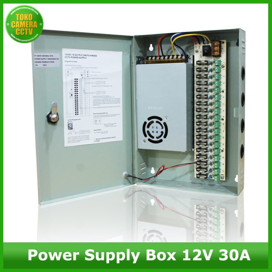 Power Supply CCTV 12 V 30A + Box