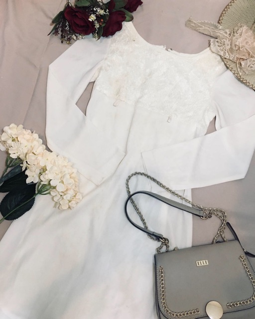 Vintage white long dress preloved