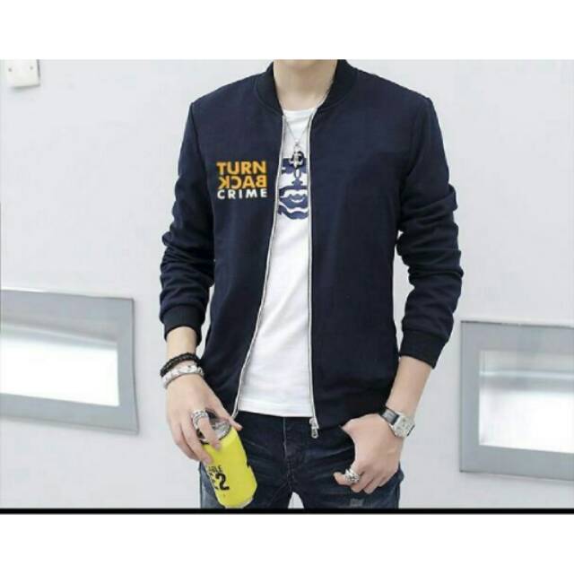 Jaket turn back navy
