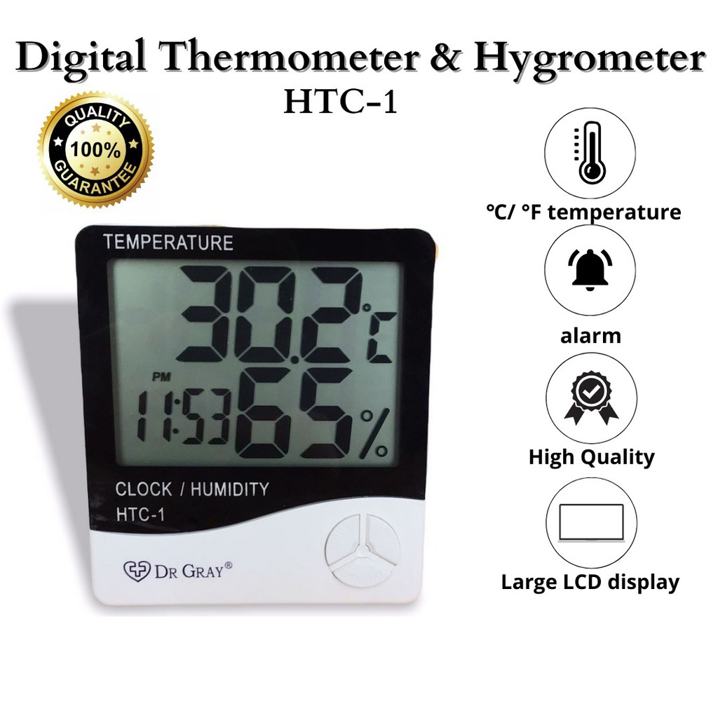 termometer higrometer ruangan HTC-1Thermometer Hygrometer DR GRAY