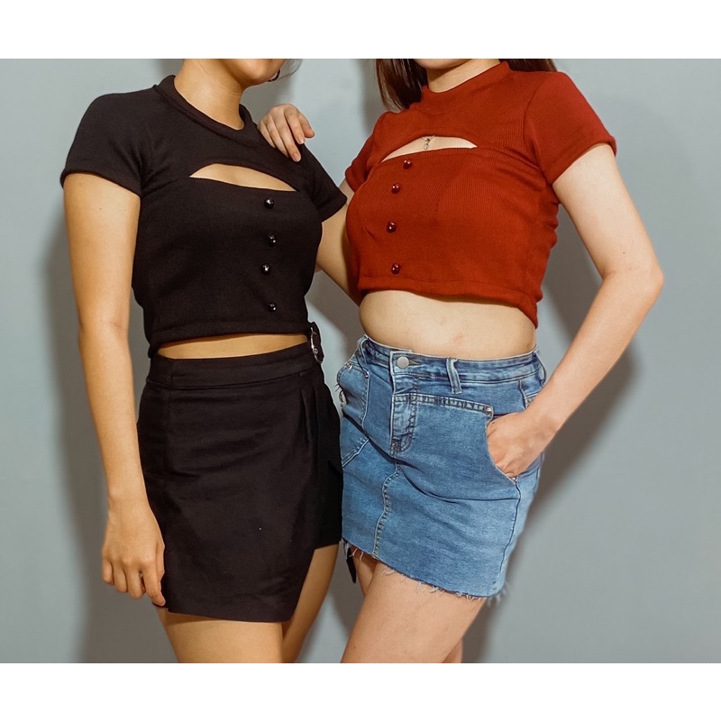 [urs.thelabel] Clement Top (crop top)|basic crop top|basic top|red top|black top