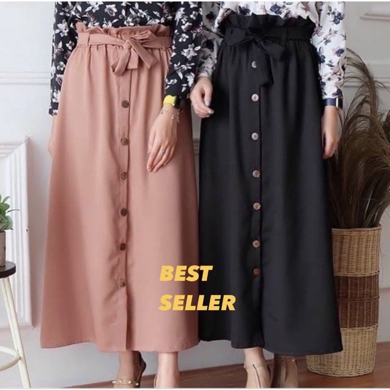 Rok polos kancing Moscrepe