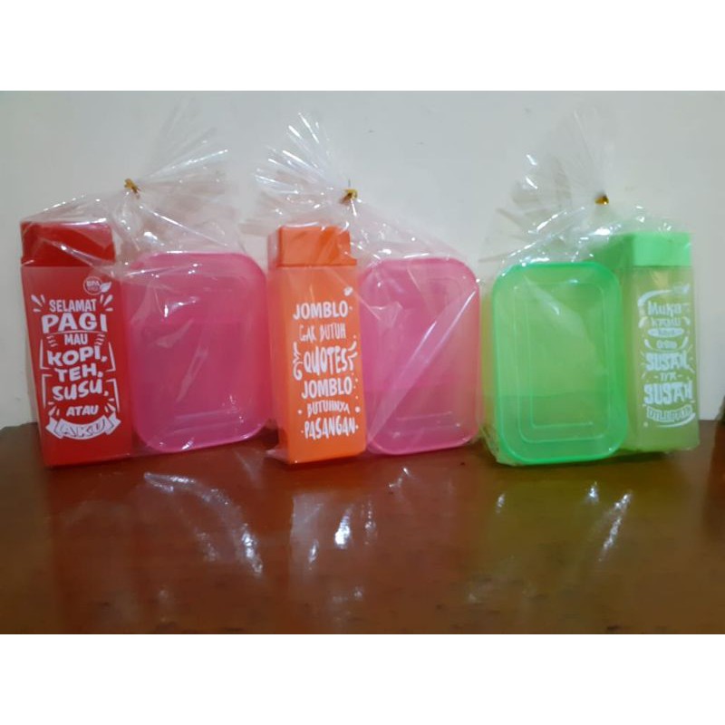 lunch box+ botol unique kotak
