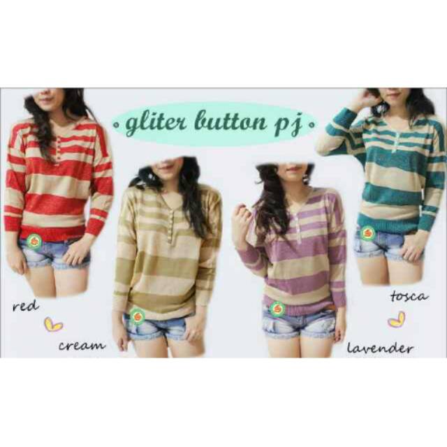 Blouse Rajut Gliter Kancing