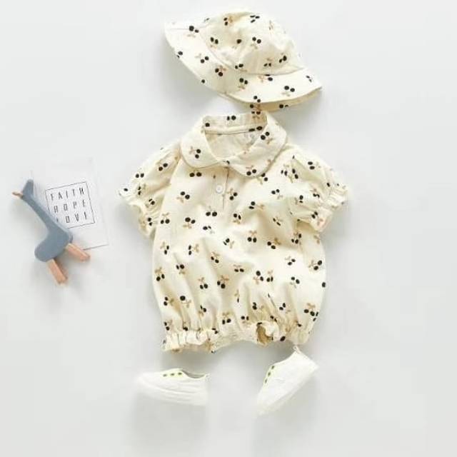 Romper dan topi set bayi dan anak import
