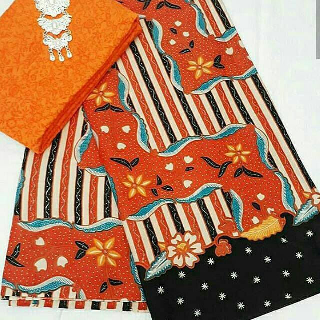 Kain batik liris polka oren