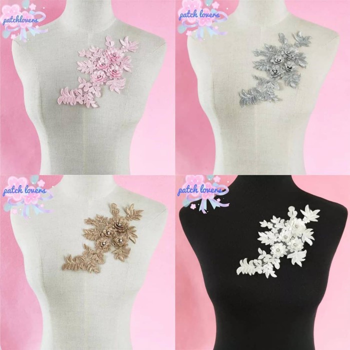 Lace Bunga 3D/Patch Bordir/Bordir Tempel 008