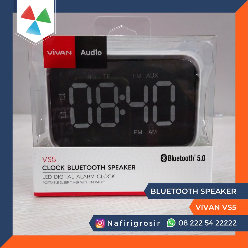 SPEAKER BLUETOOTH VIVAN VS5 PORTABLE WIRELESS SMART ALARM CLOCK