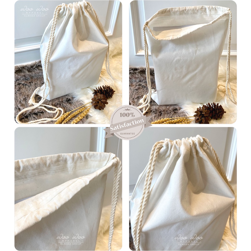 String Bag Polos - Bahan Blacu Tebal