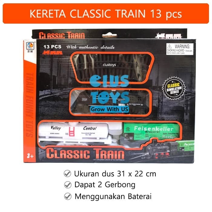 Mainan Classic Train 13 pcs | Mainan Kereta Api Rel