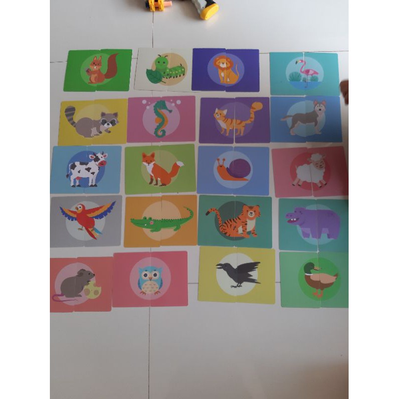 puzzle dan flashcard hewan.