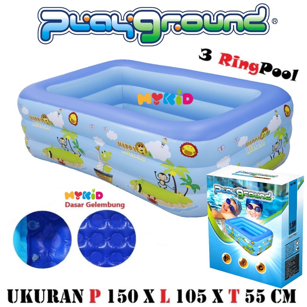 Kolam Renang Tiup Kotak 2 Ring Crystal Rectangular Pool