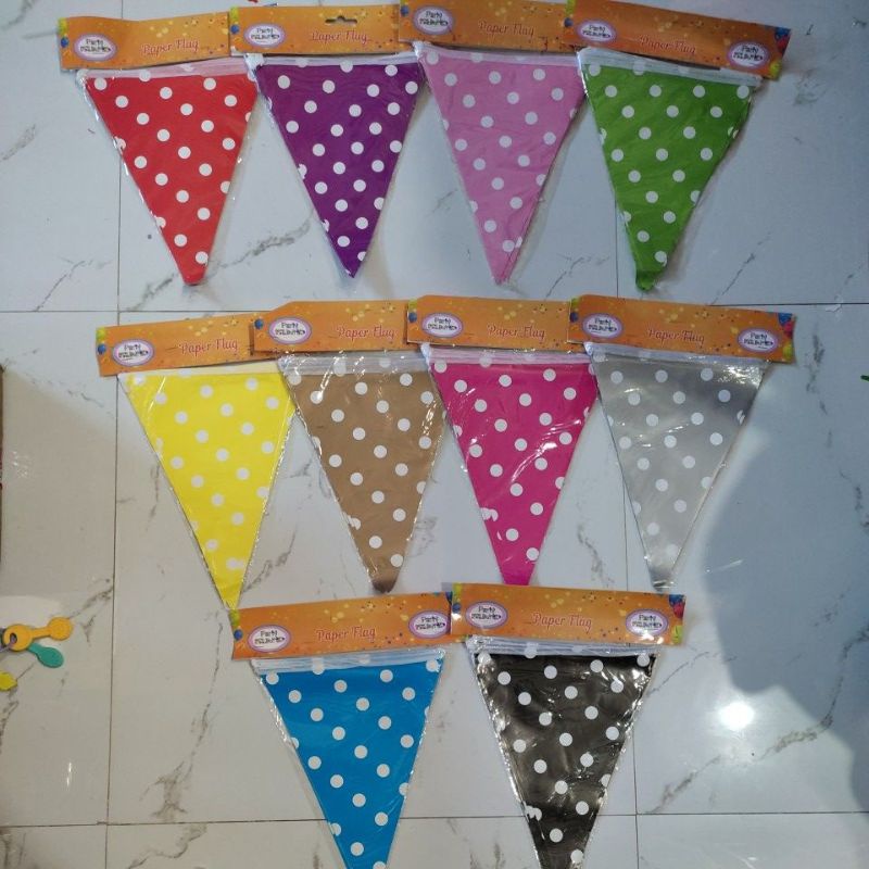 Bunting Flag Segitiga Polkadot