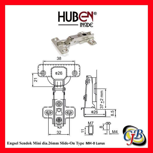 Engsel Sendok Mini Slide-On Type MH Huben