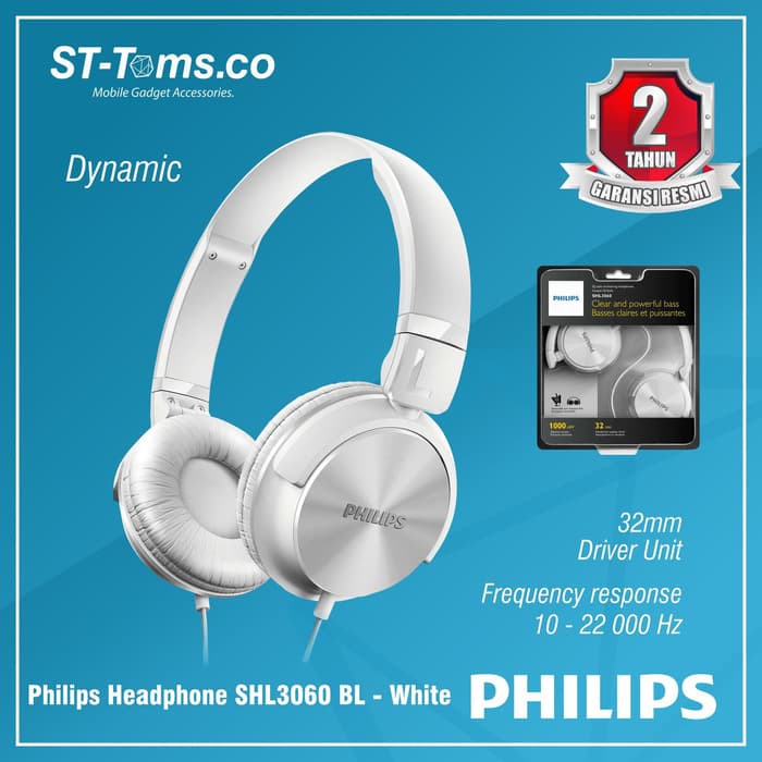 Philips Headphone SHL3060 WT - White - Putih