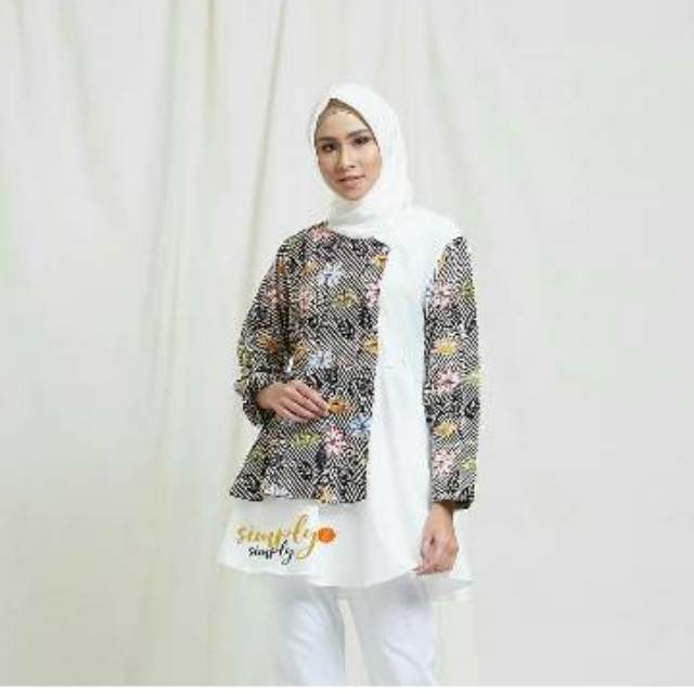 Peplum batik white size s