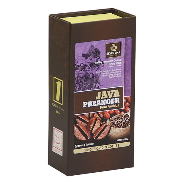 Seven Bika Coffee Java Preangler Pure Arabika Box (Bubuk/Biji) 200 gr
