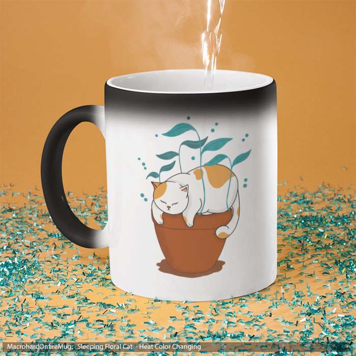 Mug Magic Sleeping Floral Cat