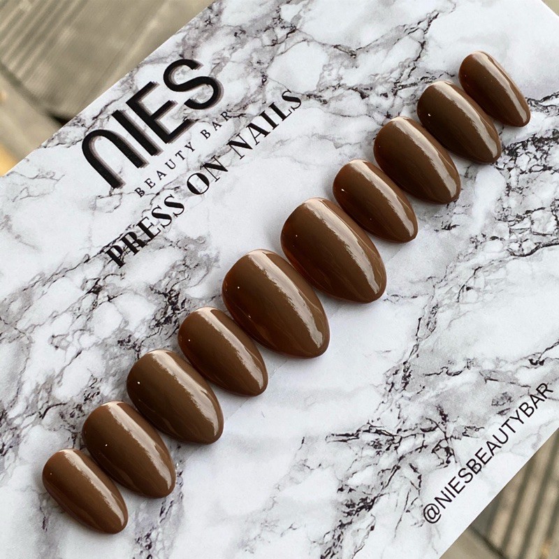 Choco almond press on nails