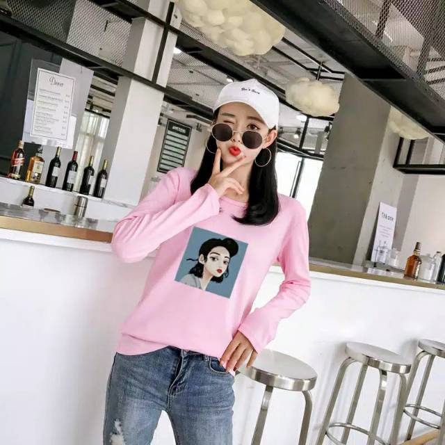 Tshirt korea model longgar lengan panjang