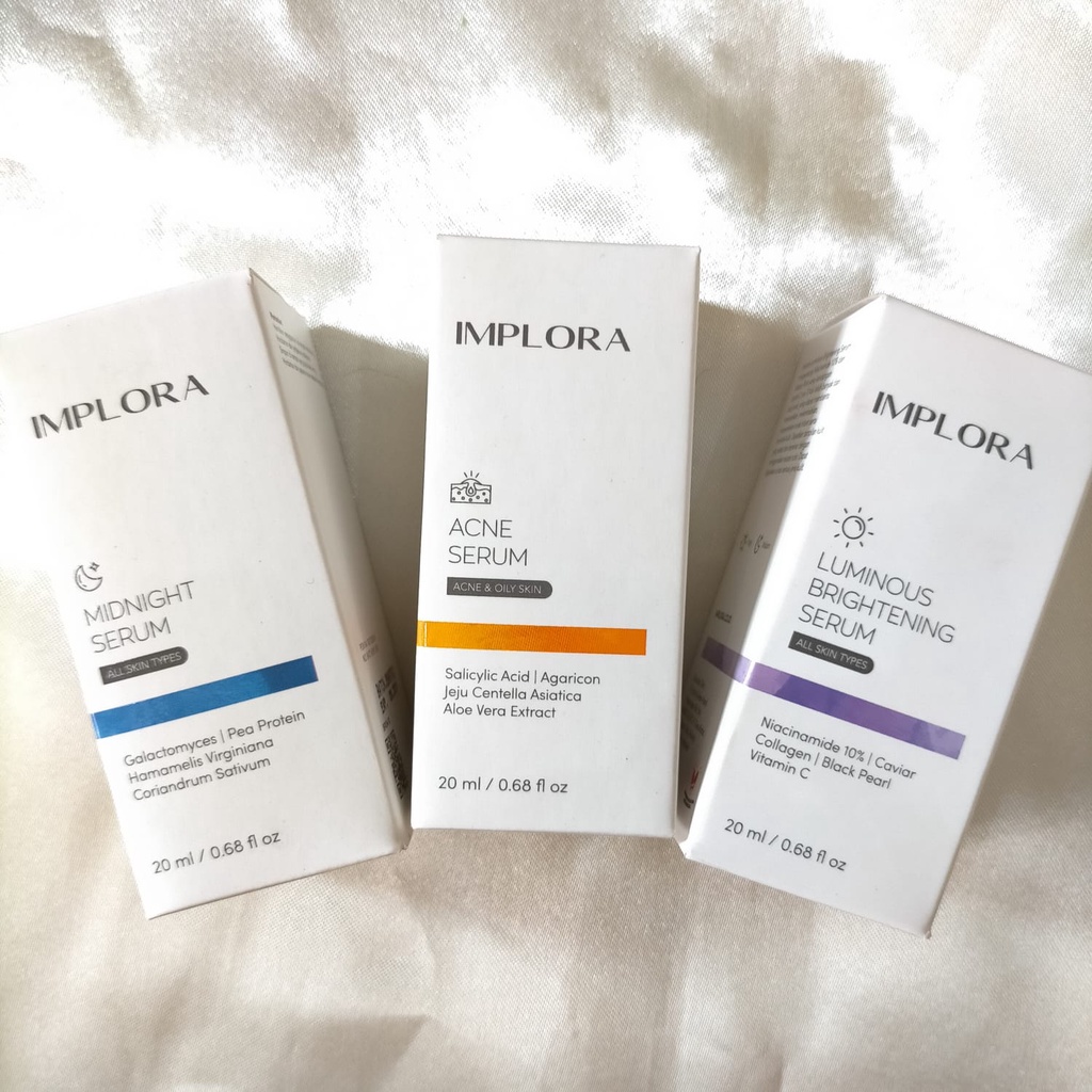 SERUM IMPLORA MIDNIGHT/ LUMINOUS/ ACNE bpom