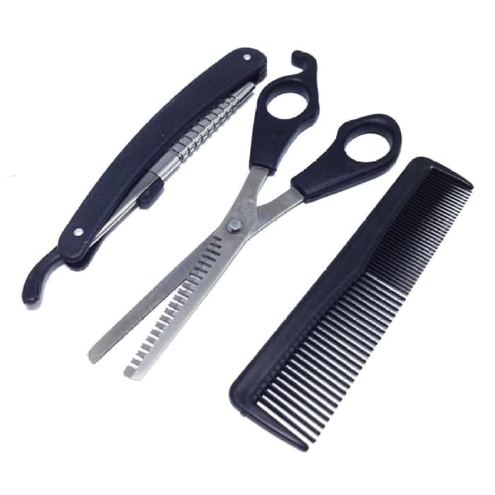 Peralatan Gunting Rambut Salon Set - Hitam
