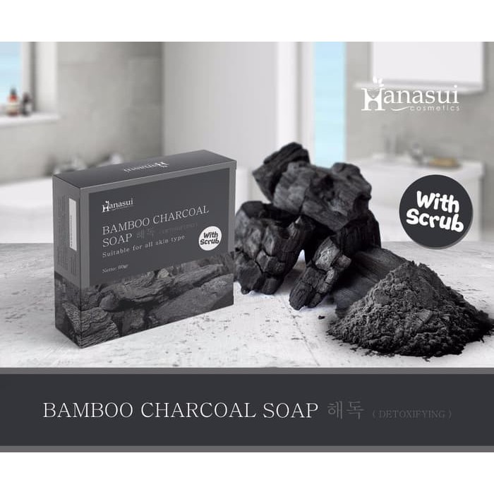 Terbaru Hanasui Bamboo Charcoal Soap With Scrub