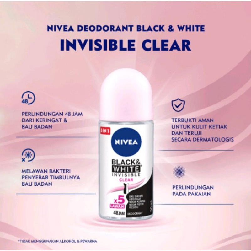 nivea deodorant black & white clear 50ml
