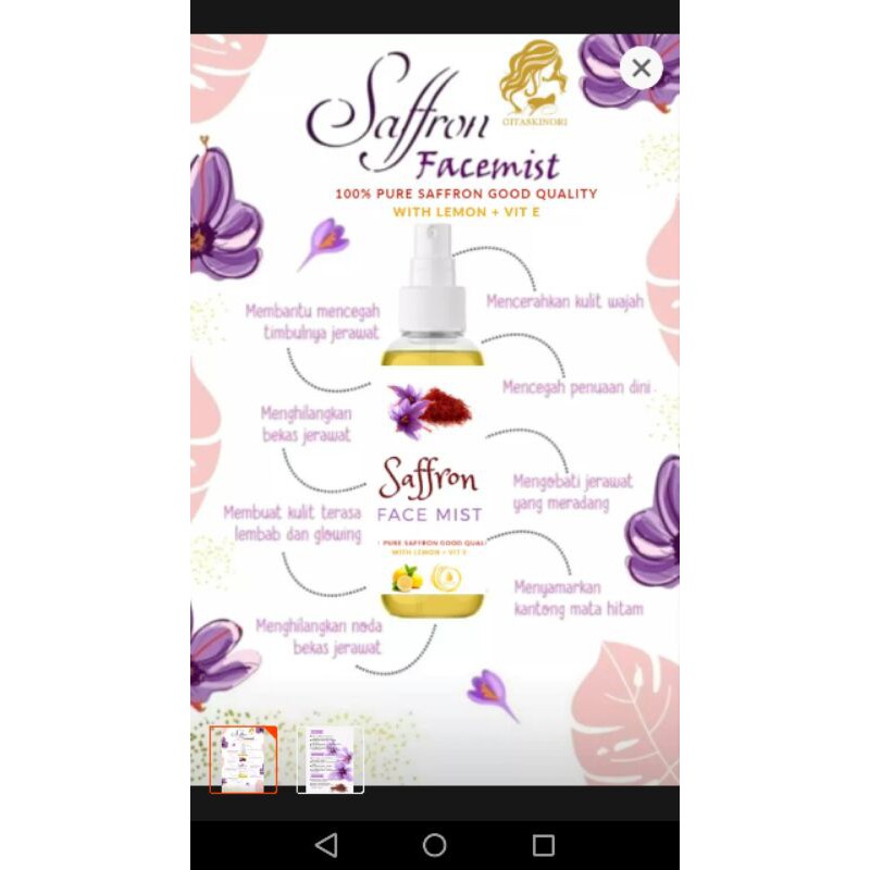 facemist saffron/toner saffron 100ml
