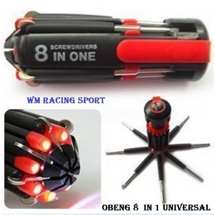 Obeng Set 8 in 1 plus Senter AVM 053