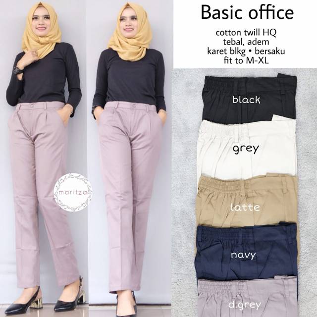Celana wanita cotton twill HQ basic office