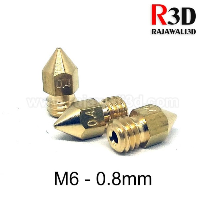 3D Printer Nozzle Kecil M6 0.8mm / 1.75mm