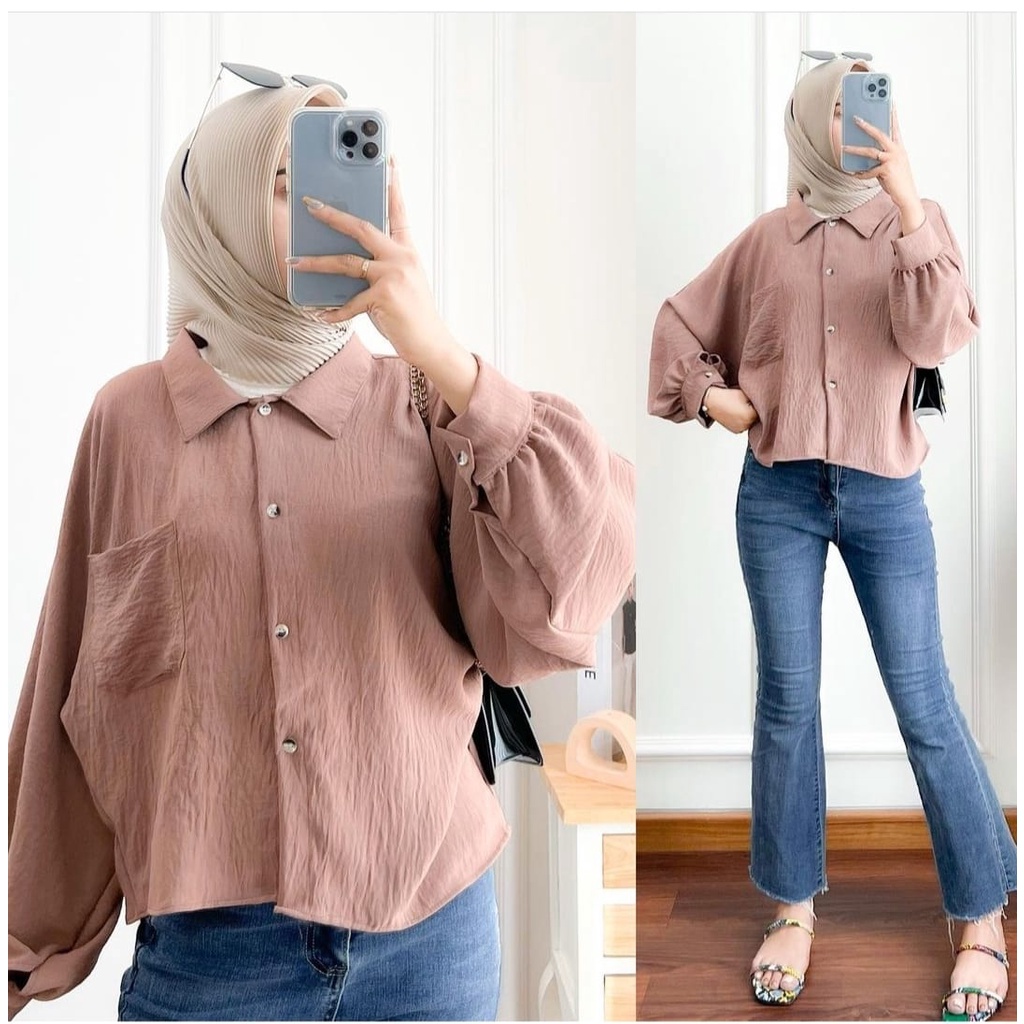 TB- MALVIN BLOUSE CROP CRINCLE