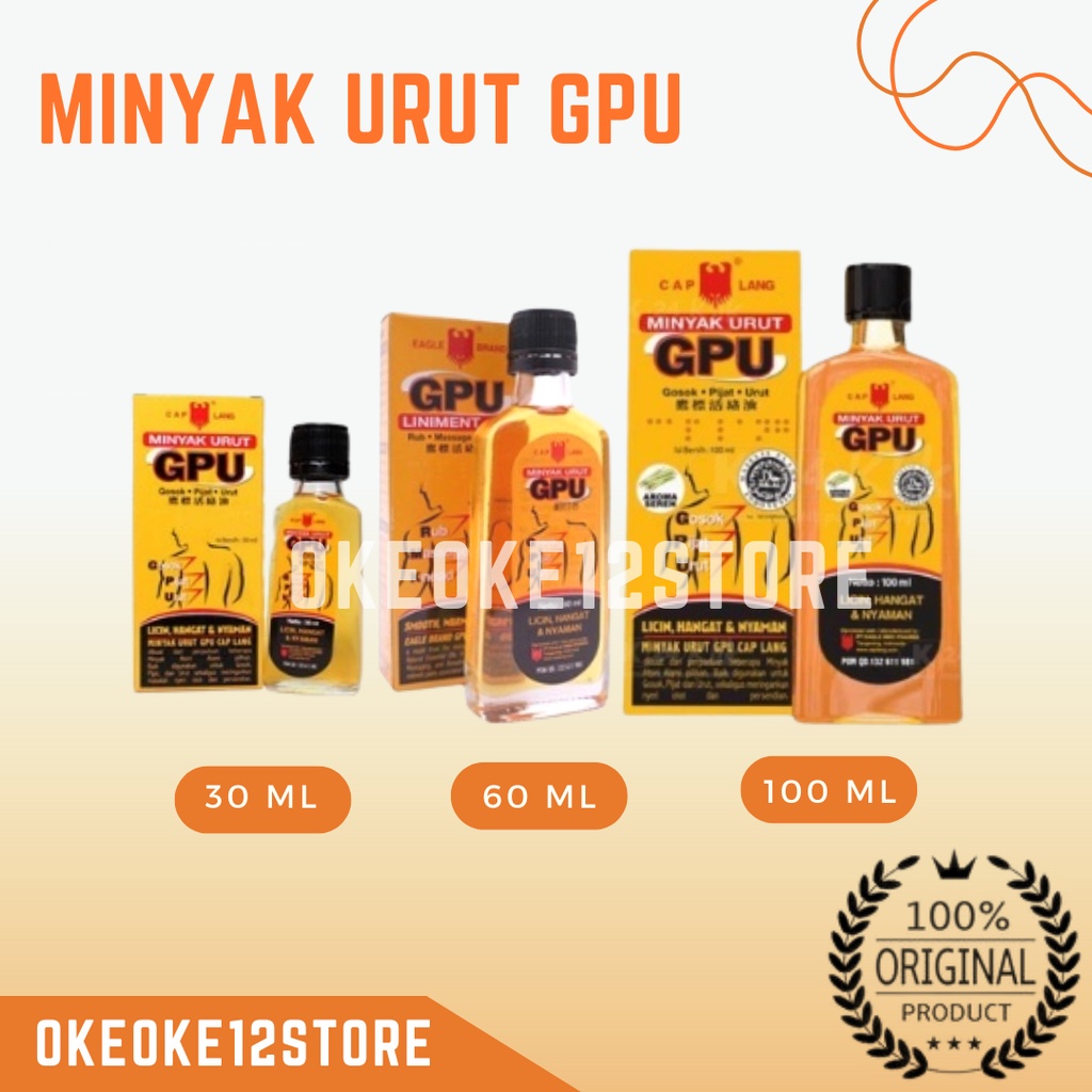 GPU Minyak Urut Cap Lang 30ml/60ml/100ml ed 2029