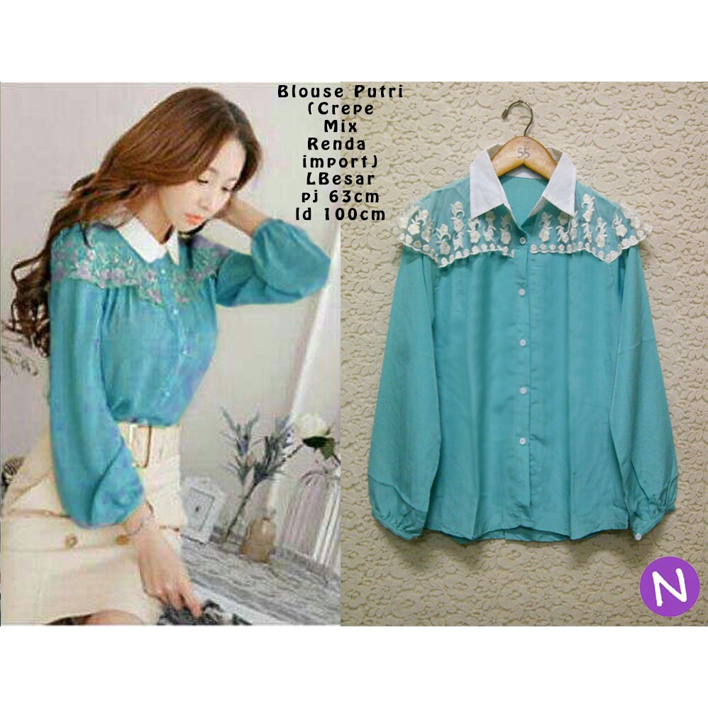 blouse putri renda