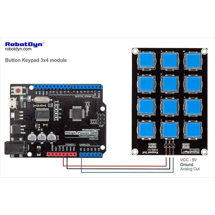 Analog Multi Button 16 Channel By Robotdyn + Cap Push Button