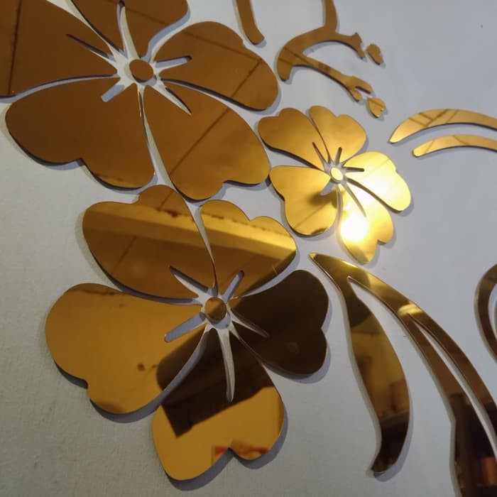 Jual Stiker Cermin bunga - Gold Diskon