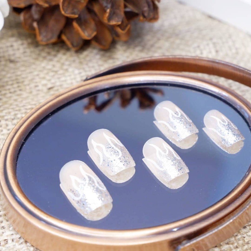 PRINTED FIRE FAKE NAILS MURAH