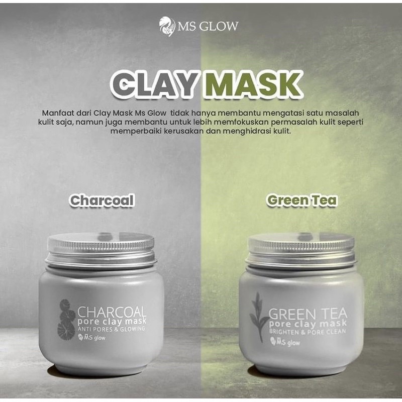MS GLOW CHARCOAL/GREEN TEA CLAY MASK ORIGINAL!!
