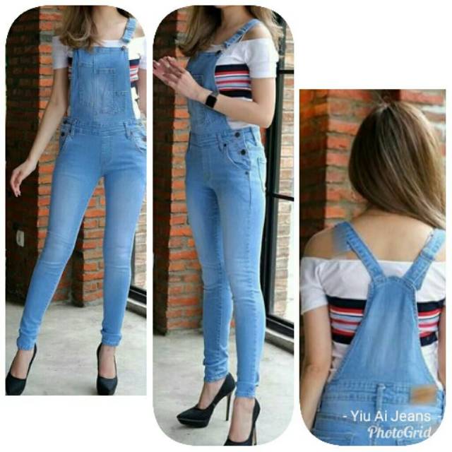 Overall Jeans Stretch Light Blue