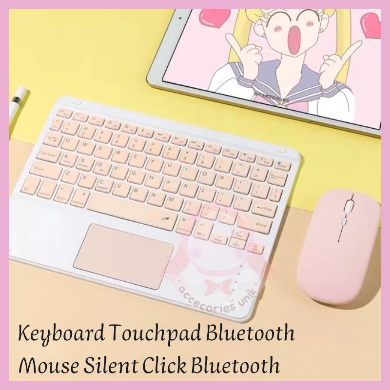 Wireless Bluetooth Keyboard Touchpad Mouse Silent Click Set Macaron Lightweight Portable For Windows IOS Android