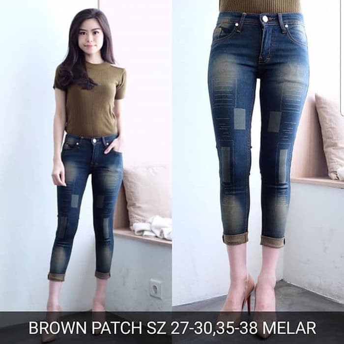 Ready Stok brown patch   celana jeans terakhir