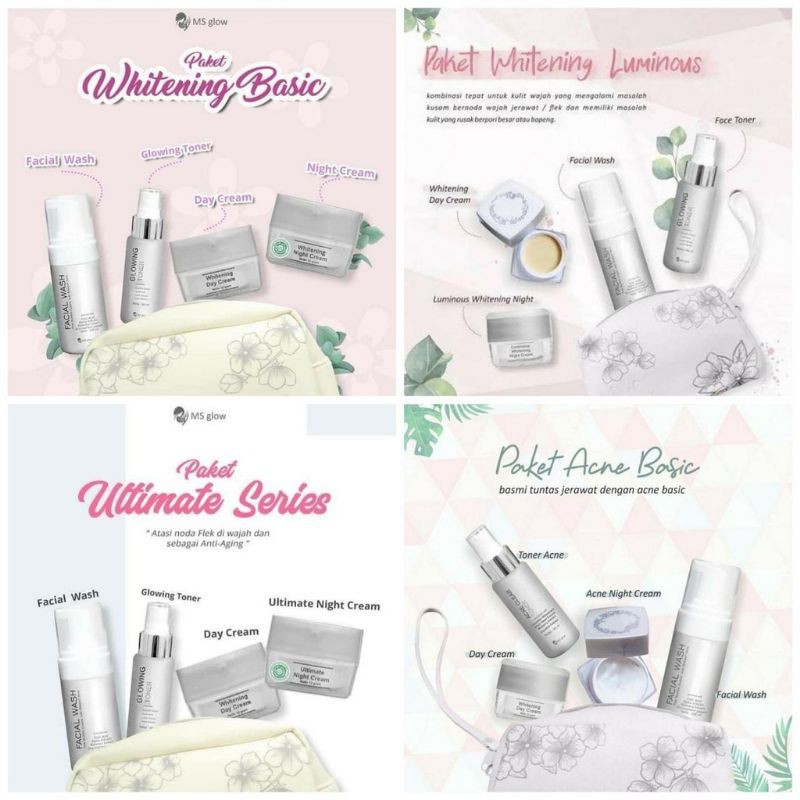MS GLOW PAKET WAJAH / Paket basic ms glow all series