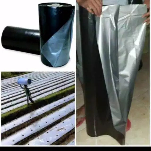 Plastik mulsa hitam perak meteran (1meter)