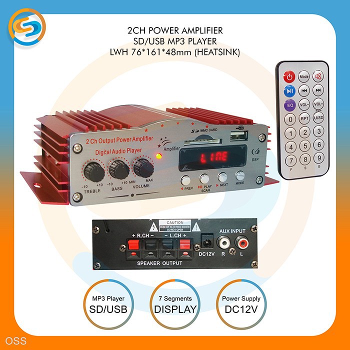 POWER AMPLIFIER 2 CHANNEL SD USB MP3 PLAYER